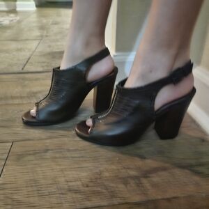 Frye Black Leather Mules